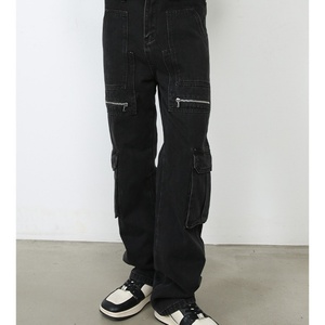 Custom Regular de alta calidad de los <span class=keywords><strong>hombres</strong></span> Jeans Straight Baggy gran bolsillo Denim Cargo Vintage Jeans - Product Image 2