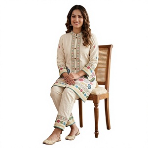 Women's Indian Ethnic Digital Print Cotton Salwar Kameez Set Beige Regular Fit Formal Style Graduation <b>Wedding</b> Casual Moisture - Product Image 1