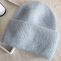Bonnet en tricot épais pour femmes et filles, en mélange de mohair, fourrure de lapin et laine d'angora, avec revers en poils doux, pour temps froid