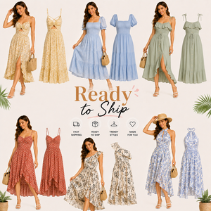 Casual Puff Sleeve Women <b>Summer</b> Midi <b>Dress</b> Natural Waist Party A-Line Random Mix Size Batch Wholesale Delivery - Product Image 1