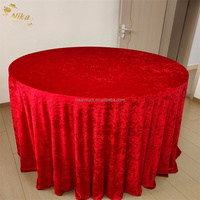 Nappe Ronde en Velours Écrasé Or Rose de 120 Pouces Personnalisée NIKA pour Table de Mariage et de Dîner