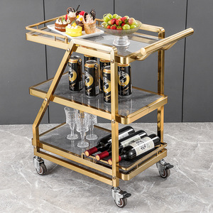 Chariot de service de luxe mobile multi-niveaux en acier inoxydable pour la livraison de repas en restaurant et <span class=keywords><strong>hôtel</strong></span>, haut de gamme, pour le vin (sans garantie) - Product Image 2