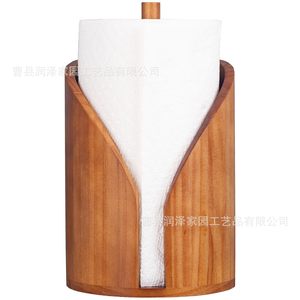 Wooden <b>Kitchen</b> <b>Paper</b> Towel Holder Round Solid Wood Countertop Storage Rack Modern Simple Design - Product Image 1