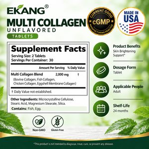 Tabletas de Colágeno Múltiple Hechas en EE. UU., Sin Sabor, Proteína Hidrolizada, Suplemento Dietético, Sin GMO, Sin Gluten, Nutrición Diaria - Product Image 2