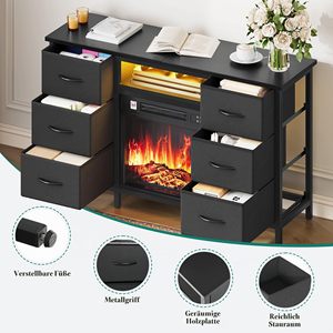 Meuble TV moderne SENYU avec cheminée, tiroirs de rangement et éclairage LED pour salon, compatible téléviseurs de 65 pouces et plus, à poser au sol - Product Image 3