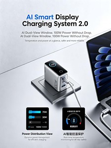 Chargeur mural rapide Anker 100W GaN 3 ports avec affichage numérique intelligent, prise pliable, adaptateur d'alimentation multi-ports pour ordinateur portable et téléphone - Product Image 3