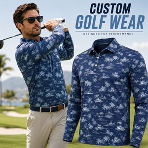 Chemises de golf à manches longues imprimées sur mesure pour hommes, polos de golf performants à séchage rapide, fabricant OEM ODM - Product Image 1