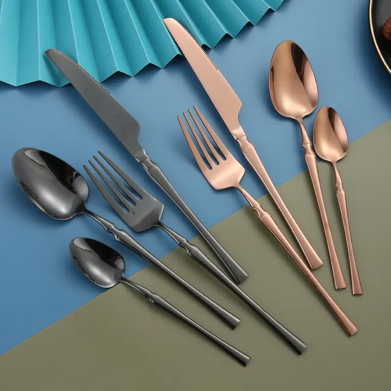 Set peralatan makan mewah, alat makan Set dapur meja logam hitam sendok garpu baja tahan karat UNTUK RESTORAN