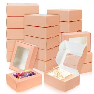 Cajas de papel Kraft de cartón de regalo de joyería biodegradables personalizadas con ventana de plástico transparente - Product Image 2