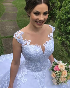 Vestido de novia de encaje de lujo, bata de cuello increíble, bordado de princesa, vestido de baile de talla grande hinchado, vestido de novia MWA508 - Product Image 3