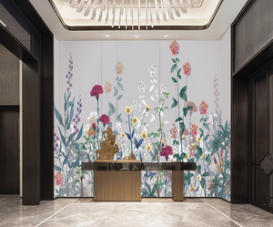 Carta <span class=keywords><strong>da</strong></span> parati murale con paesaggio naturale personalizzato stampante 3d fiori floreali design decorazione d'interni carta murale pittura artistica - Product Image 5