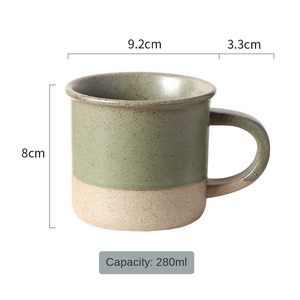 Tasse à <span class=keywords><strong>café</strong></span> vintage en porcelaine de petite taille tasse à petit-déjeuner en grès changée au four avec couvercle en argile de glaçage au sésame pour idée de cadeau de voyage - Product Image 5