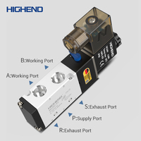 HIGHENDPC 4V210-08 Katup Solenoid Pneumatik 5/2 Arah DC24V AC220V Single Coil Pilot Katup Kontrol Arah Paduan Aluminium