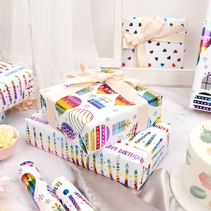 Personalized Branded Logo Custom 80g Luxury <b>Gift</b> Foil Stamping Birthday <b>Wrap</b> <b>Paper</b> Roll for Packaging Wrapping <b>Paper</b> - Product Image 5