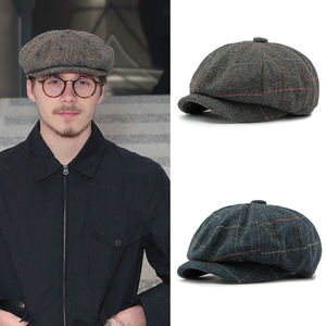 Casquette de gavroche en tweed à chevrons pour homme et femme Casquette à carreaux rayée vintage classique <span class=keywords><strong>irlande</strong></span> Ivy Gatsby Cabbie Driving Golf Flat Hat - Product Image 1