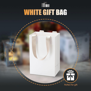 Sac de shopping blanc haut de gamme avec poignée en ruban, taille personnalisée, sac en papier spécial pour cadeau de mariage, emballage écologique - Product Image 2