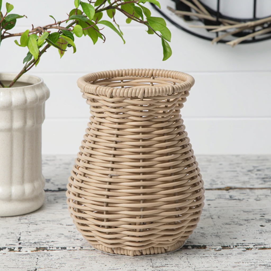 K&B Art Deco Plastic Woven Storage Basket Home Decor Floor Vase · image 3