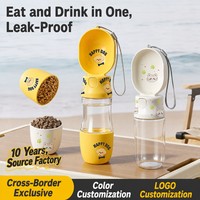 Bouteille d'eau portable pour animaux de compagnie en élastomère thermoplastique anti-fuite imprimée Woobulsland avec cordon pour chats et chiens, idéale pour les voyages