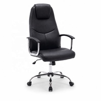 Chaises de bureau modernes, chaise de bureau exécutive noire ergonomique à hauteur réglable, pivotante, en cuir PU pour la maison et le bureau