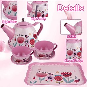 Juego de té para niñas pequeñas, juego de té de princesas, incluye postre, <span class=keywords><strong>galletas</strong></span>, tetera de donut, bandeja para pastel, cocina para niños - Product Image 5