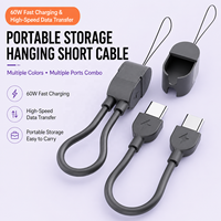 Kabel Data Portabel 60W USB-C ke USB-C Kabel Pengisi Daya 16cm Gantungan Kunci Pengisi Daya Cepat Kabel Transfer Data untuk Ponsel Power Bank