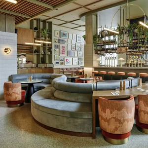 OEM disesuaikan perabotan restoran Modern Hotel beludru dan kulit Banquette besar Stan tempat duduk Restoran Set <span class=keywords><strong>Sofa</strong></span> - Product Image 1