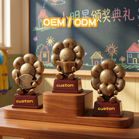 Trofeo Escolar Personalizado de Girasol de Poliresina Vintage Hecho a Mano, Grabado con Láser, para Incentivos Escolares y Jardín de Niños, Venta al Por Mayor