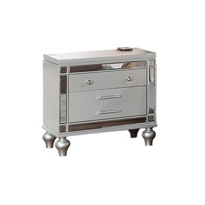 <b>Silver</b> <b>Mirrored</b> Nightstand With Drawers Bedroom Furniture - Product Image 1