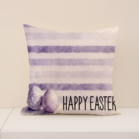Housse de coussin YINUAN Lapin de Pâques violet, motif lapin rayé, en polyester, décorative