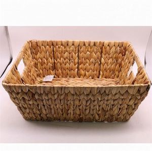 Cỏ biển giỏ với gỗ nắp mây cung tay Crochet cá nhân giỏ dệt đan 4x4 nhỏ vuông Bộ <span class=keywords><strong>3</strong></span> basekt - Product Image 4