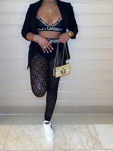 Floralcharm moda seksi sıcak satış örgü baskı gece kulübü tarzı pantolon 2 parça kadın s setleri - Product Image 3