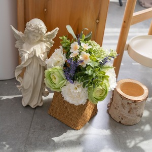 Bouquet de fleurs artificielles Lu Lian pour décoration de mariage, arrangement portable en tissu tissé plastique, accessoires de photographie extérieure CF01366A - Product Image 1