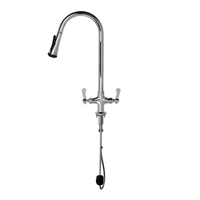 Grifo pulverizador extraíble de doble manija para cocina comercial de alta calidad 2026, montado en cubierta, cromado, con SUS 304 y latón