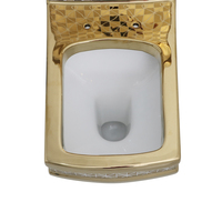 Ensemble de sanitaires de luxe moderne plaqué or, lavabo sur pied, WC, cuvette de toilette, ensemble de toilettes en céramique dorée monobloc