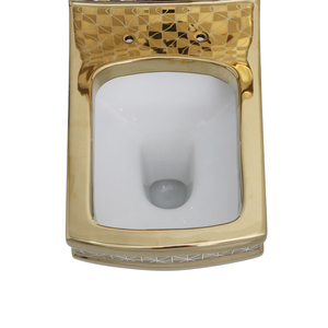 Ensemble <span class=keywords><strong>de</strong></span> sanitaires <span class=keywords><strong>de</strong></span> luxe moderne plaqué or, lavabo sur pied, WC, cuvette <span class=keywords><strong>de</strong></span> <span class=keywords><strong>toilette</strong></span>, ensemble <span class=keywords><strong>de</strong></span> toilettes en céramique dorée monobloc - Product Image 3