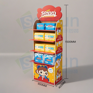 Soporte de exhibición de cartón ajustable certificado para organización de supermercados, estantes de tienda listos para promoción - Product Image 1