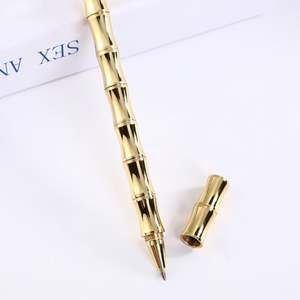 Bolígrafo de Bambú Personalizado en Latón Dorado Rosa Brillante, Regalo Empresarial Exquisito con Logotipo Artístico Único, Material de Papelería - Product Image 2