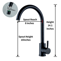 Robinet de cuisine moderne en acier inoxydable, eau chaude et froide, avec cartouche céramique, noir, monocommande, personnalisable, vente en gros