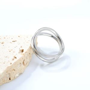 Bagues en acier inoxydable étanches à double anneau, bijoux en grappe plaqués or 18 carats pour femmes, bagues d'anniversaire tailles 6-8 - Product Image 5