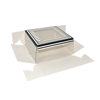 Boîte d'emballage en papier rigide à rayures blanches et noires, emballage pliable avec fenêtre transparente, carrée, 50 unités