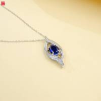 Kalung Perak Sterling 925 dengan Rantai dan Batu Zamrud Buatan Laboratorium untuk Pernikahan, Ulang Tahun, & Pesta