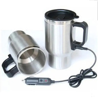 Tasse chauffante pour voiture 12V, tasse chauffante pour voiture, tasse à café électrique de voyage en acier inoxydable 450 ml (14 oz) Mug isotherme chauffant pour la conservation