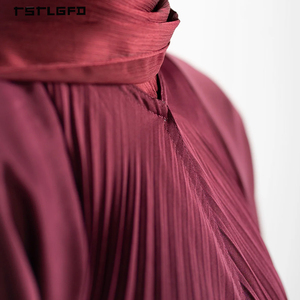 Women Pleated Open Front Abaya Matte Satin Centre Radial Sunburst Pleat Batwing Sleeve Modest Luxury Formal Islamic Maxi Dress - Product Image 5