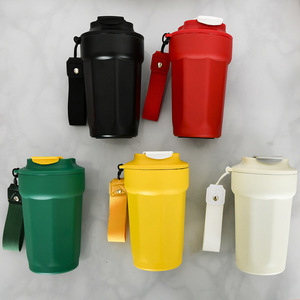 316 Thép Không Gỉ Cốc Cà Phê <span class=keywords><strong>450Ml</strong></span> Phích Cốc Phích Du Lịch Nhiệt Chân Không Bình Cách Điện Cốc Chai Nước Với Sợi Dây Thừng - Product Image 2