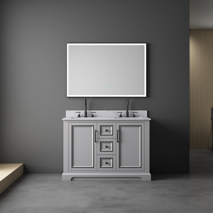 Meuble-lavabo élégant et moderne en bois massif avec portes à fermeture douce et miroir LED, écologique, idéal pour appartement, fabriqué au Vietnam - Product Image 1
