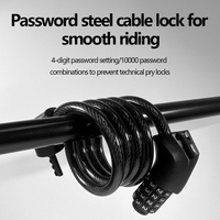 Candado para Bicicleta, Candado de Cable de Acero para Bicicletas Eléctricas, Scooters y Motocicletas con Código de Combinación de 4 Dígitos