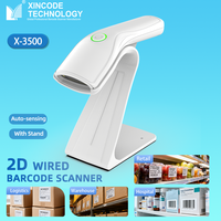 Xincode 1D 2D Escáner de código de barras con cable Inventario Lector de códigos de barras USB de mano Detección automática y manos libres para supermercado