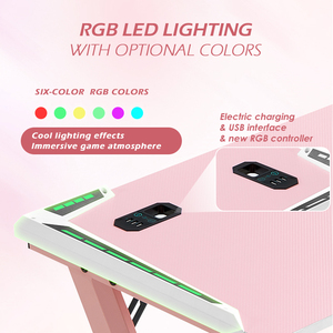Bộ Bàn Ghế Chơi Game Với Đèn LED RGB Cho Bé Gái Màu Hồng Gia Đình Văn Phòng Ghế Bàn Máy Tính Chơi Game - Product Image 2