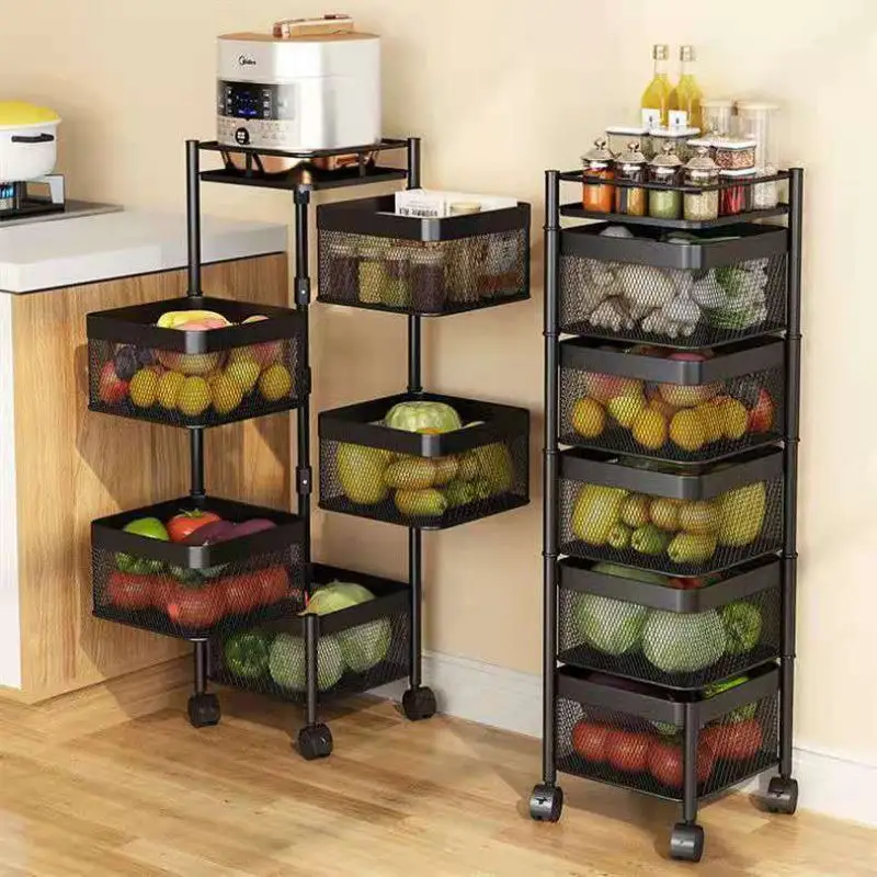 In Stock Multilayer Rotatable kitchen Storage fruit 360 Degree Rotating Baskets Vegetable Rack