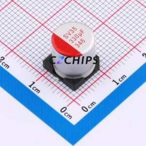 Condensador Sólido JBLM2331M035E107RTM SMD, D10xL10.7mm (Capacitancia: 330uF) (Precisión: 20%) (Voltaje Nominal: 35V) - Product Image 1